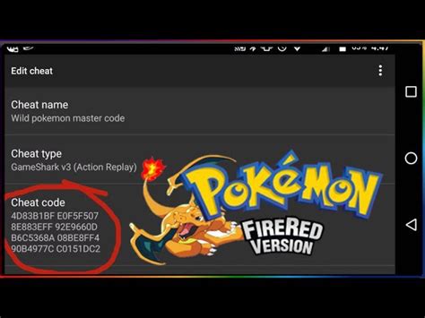 Pokemon FireRed Version – Codebreaker Codes.